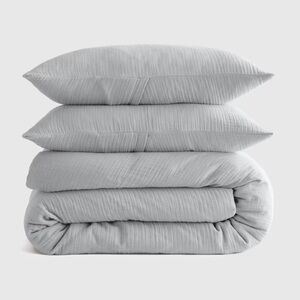 NWT QUINCE Organic Airy Gauze Duvet Cover Set King/Cal King Mist 4614